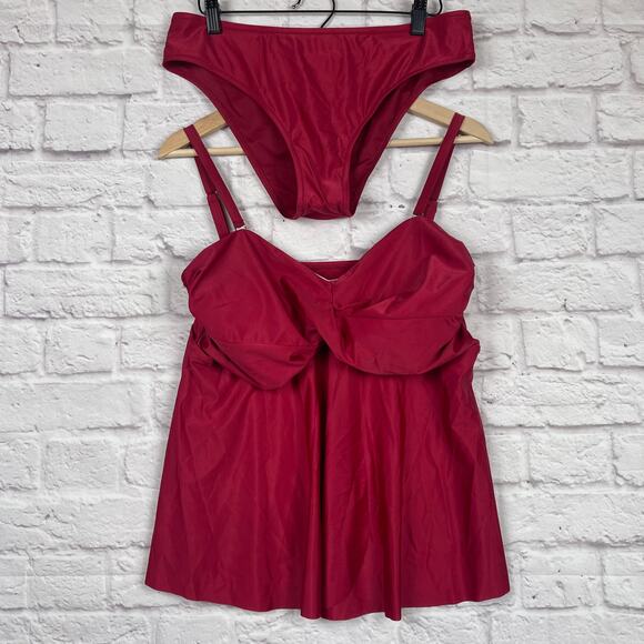 J5025 Red tankini swimwear two-piece set size 2XL - Picture 1 of 8